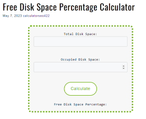 Free Disk Space Percentage Calculator